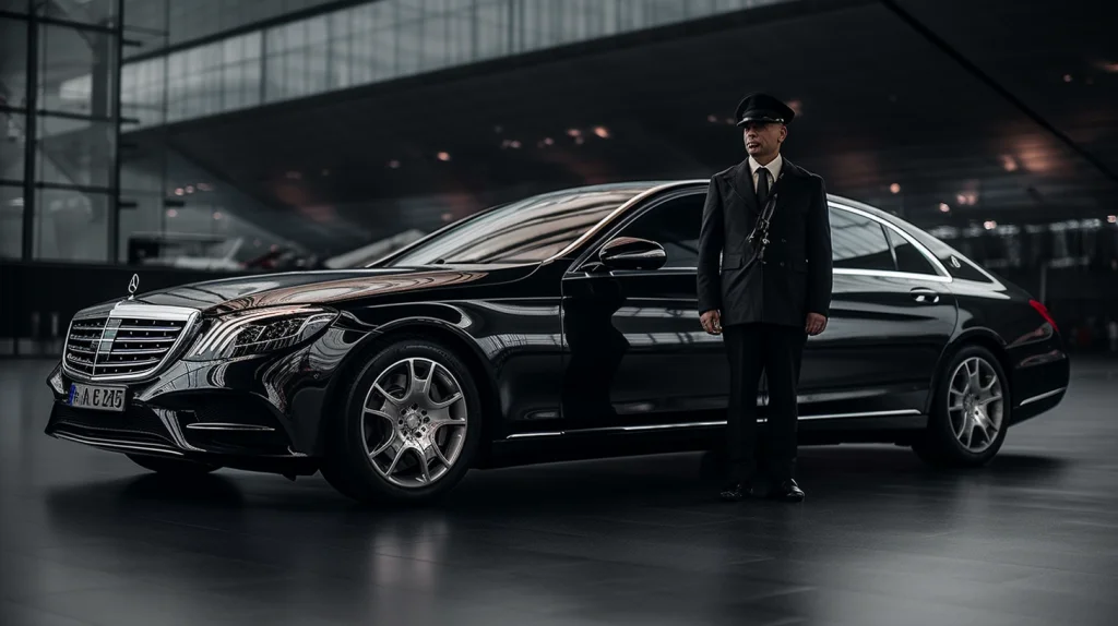 Streamlining Your Travel: The Ultimate Guide To Paris Airport Pickup 1 /imagine prompt: A professional chauffeur stands beside an elegant black Mercedes S-Class at Charles de Gaulle airport, ready to pick up a traveler. The car's glossy exterior reflects the airport's bright lights while the chauffeur's polite smile and pristine uniform exude luxury and comfort. The scene is set in a modern airport terminal with bustling crowds in the background, creating a sense of excitement and anticipation. The style is portrait photography shot with a Canon EOS R6 and a 50mm lens, capturing the details of the car and the chauffeur's uniform in crisp detail. --q 1 --ar 16:9 --v 5