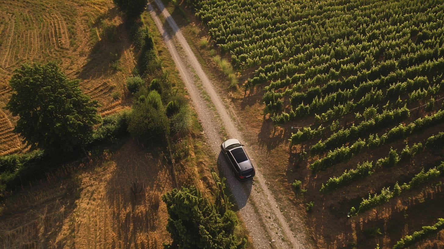 A chauffeur-driven luxury car travels from Paris to Nice through picturesque French countryside.