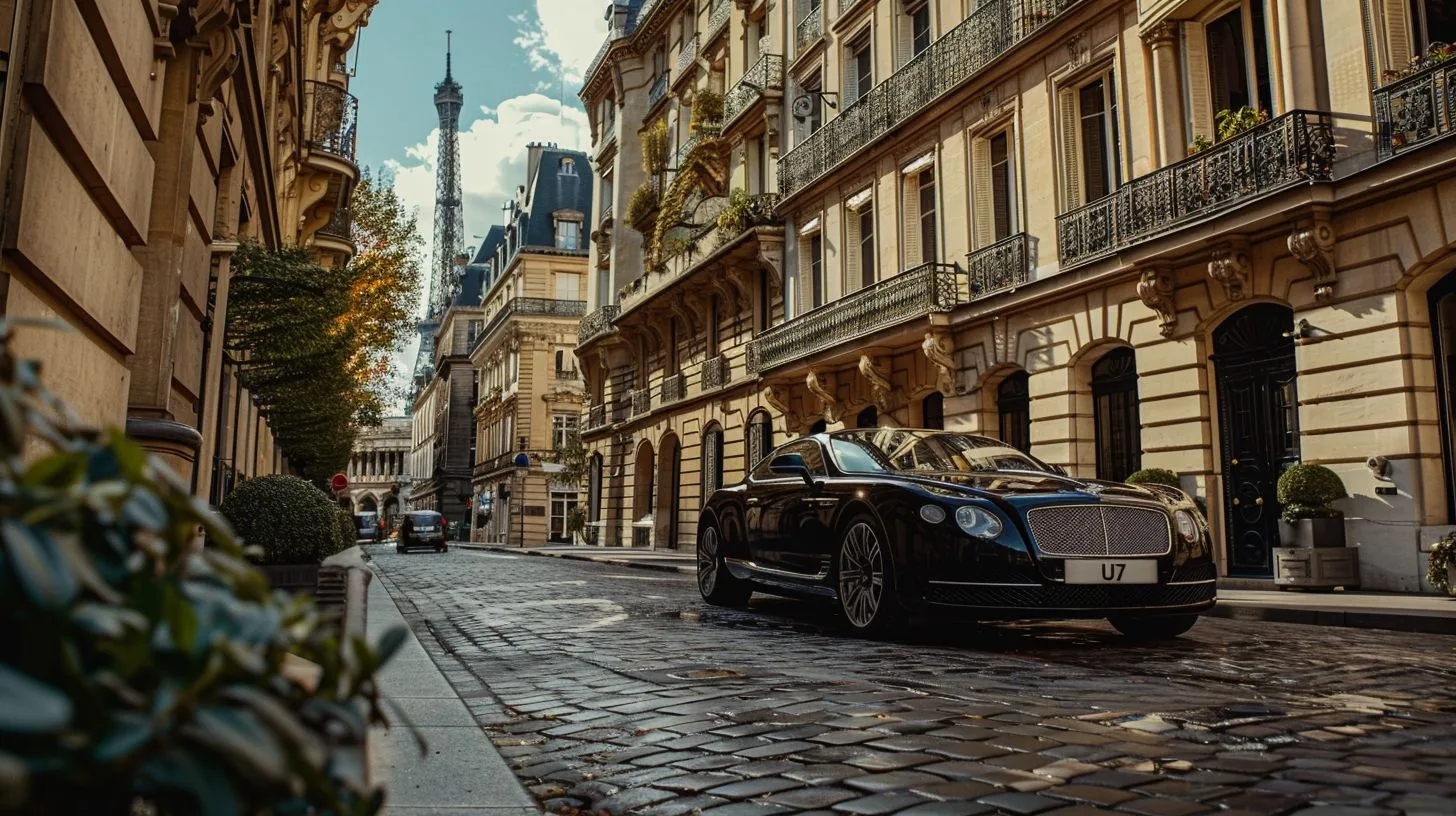 A Luxury Car Service To Nice Parked On An Elegant Parisian Street. A luxury car service to Nice parked on an elegant Parisian street.