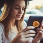 Private Car Service Paris &Amp; Bitcoin: Transforming Luxury Travel With Crypto Payments 1 A woman in her 30s paying for a private car service with Bitcoin.